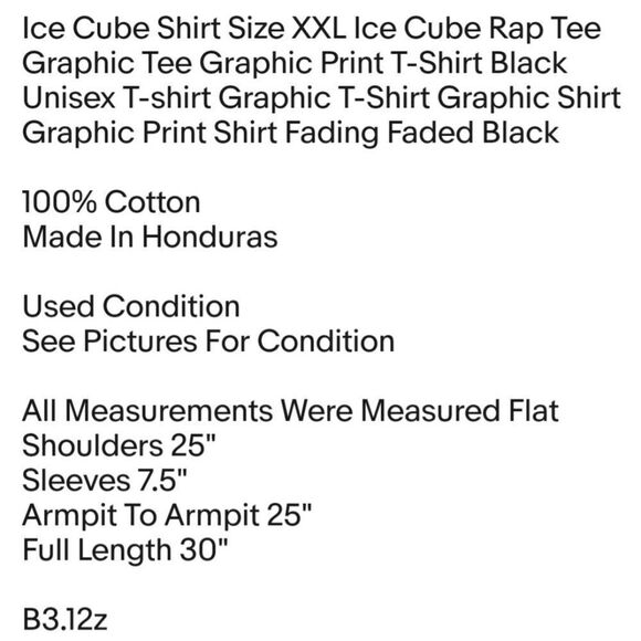 Ice Cube Shirt Size XXL Ice Cube Rap Tee Graphic Tee Graphic Print T-Shirt Black - Picture 2 of 7